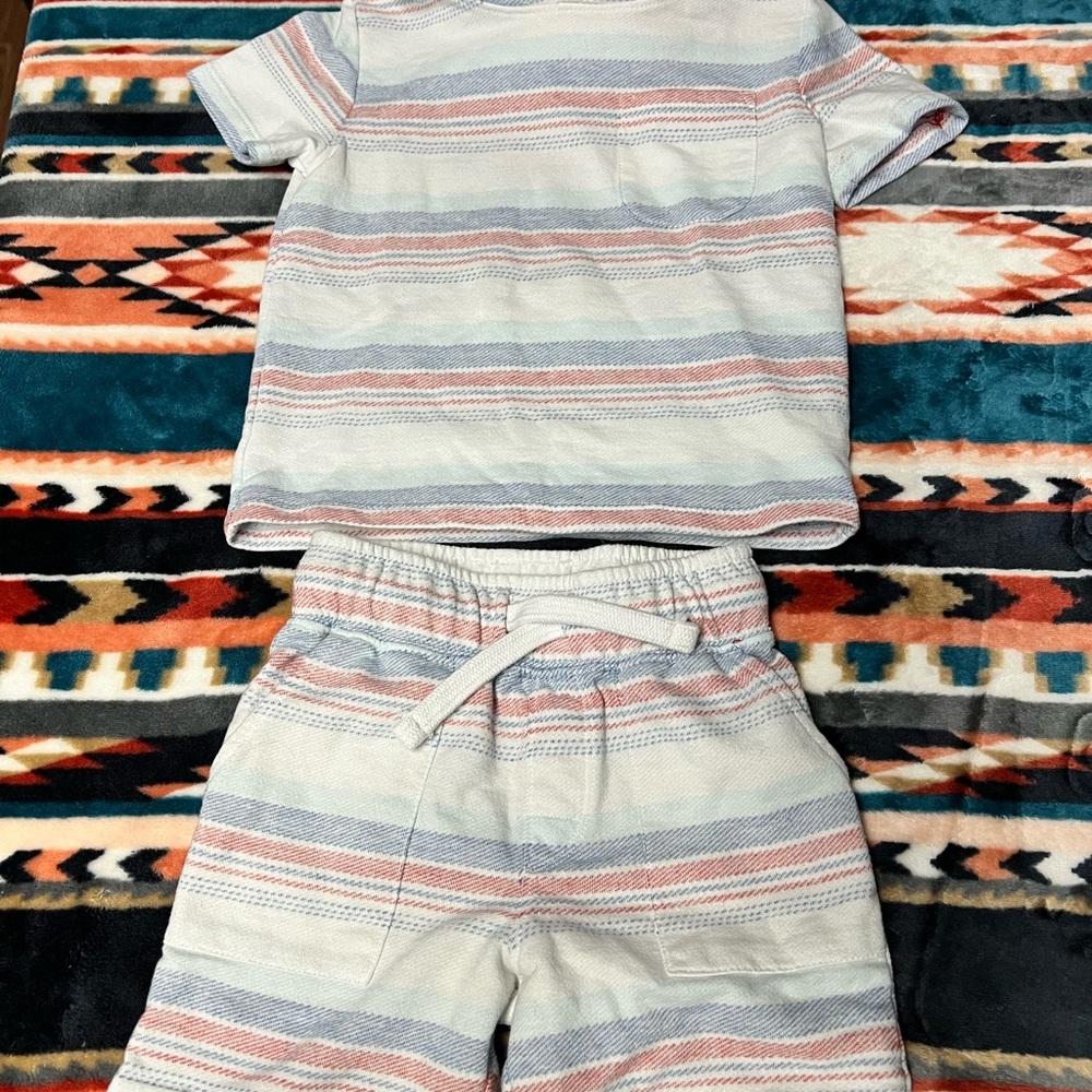 Cat & Jack Striped Kids Matching Set - Blue, Pink, White